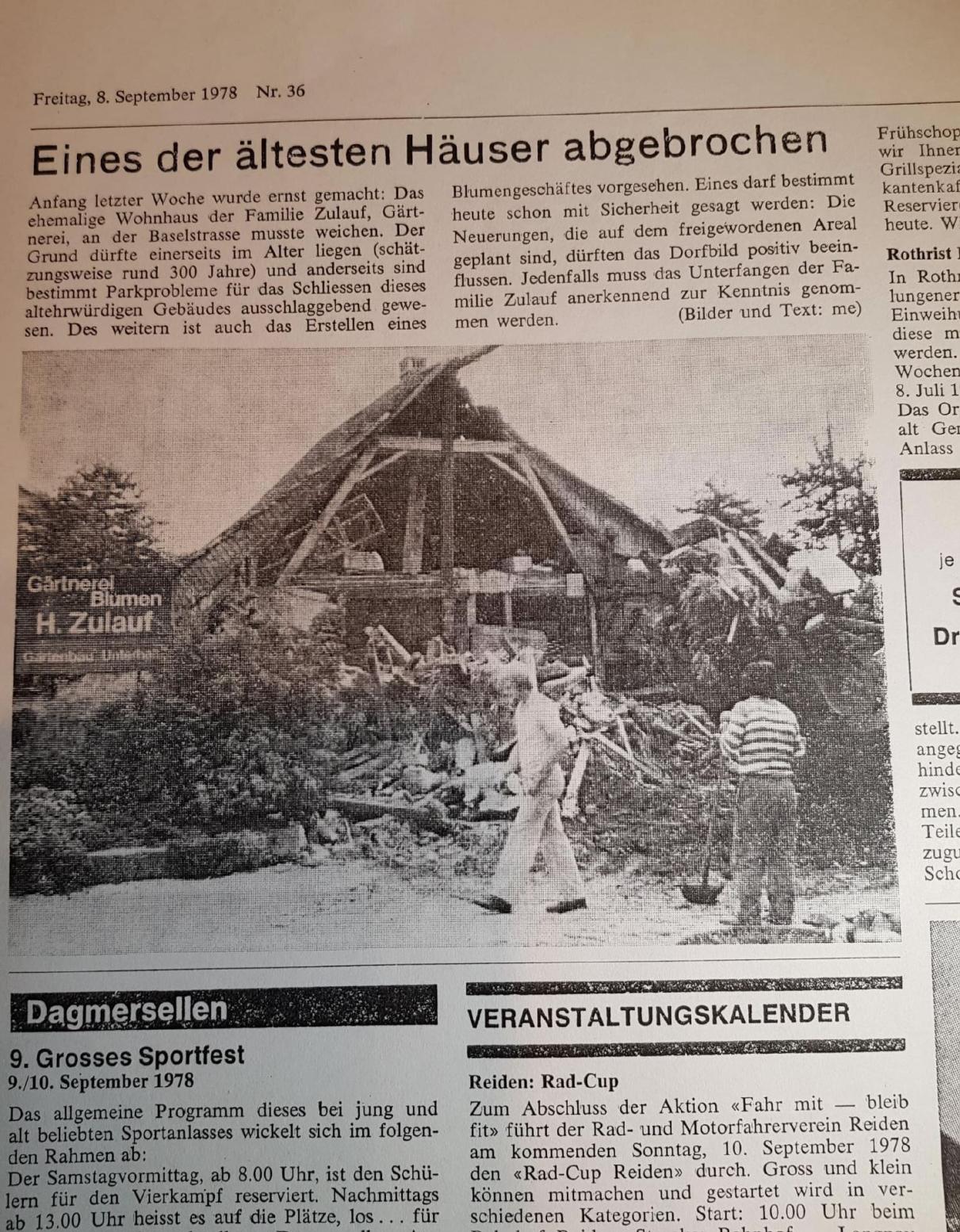 Zeitungsbericht von 1978